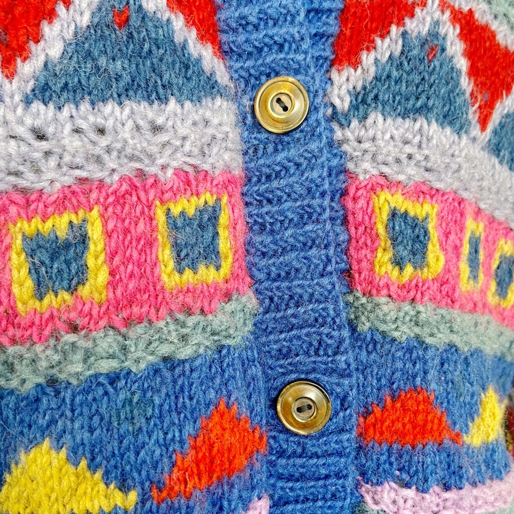 ❌SOLD❌ Bolder World | Women's Colorful Chunky Knit Cardigan Sweater | Size: M - Picture 7 of 8